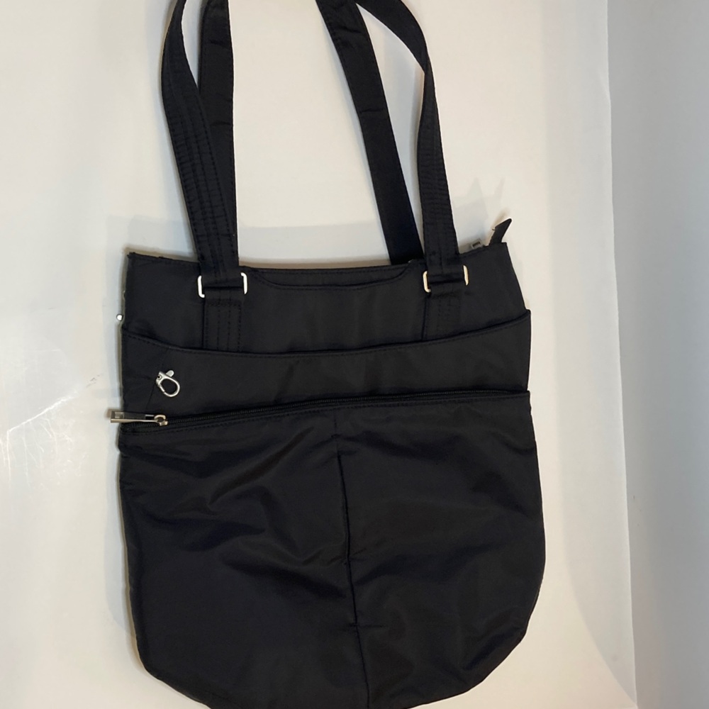Travelon Black Anti-theft Tote Bag with Silver Accents and shoulder strap
